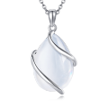wholesale 925 Sterling Silver Moonstone Teardrop Pendant Necklace With Chain For Women-0-0